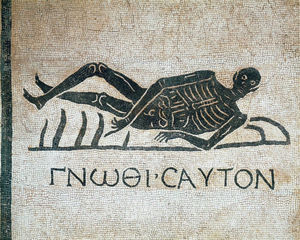 Gnothi seauton / Upoznaj samoga sebe, rimski mozaik s grčkim natpisom, 1. st.