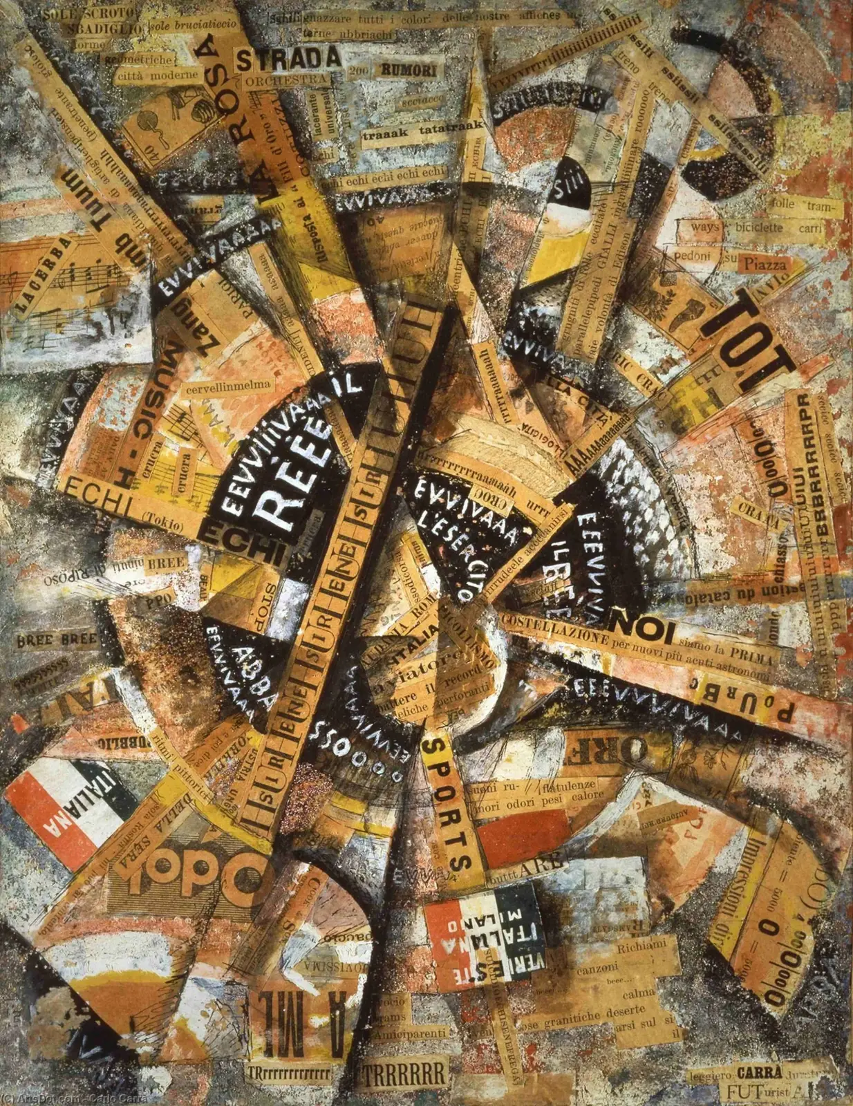 Carlo Cara: Manifestazione interventista (Festa patriottica – dipinto parolibero) / Intervencionistički skup (Domoljubna proslava – slika slobodnoriječi), 1914.