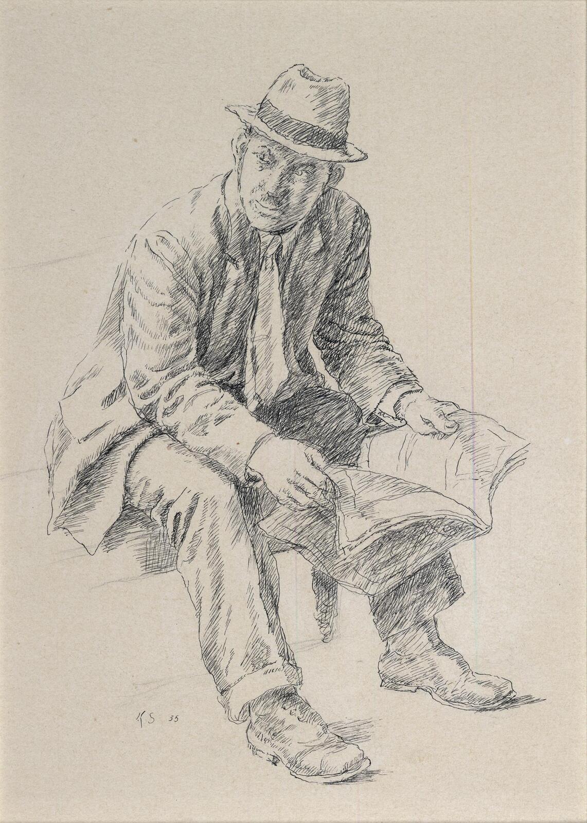 Katherine Schmidt, Čovjek s novinama, 1935.